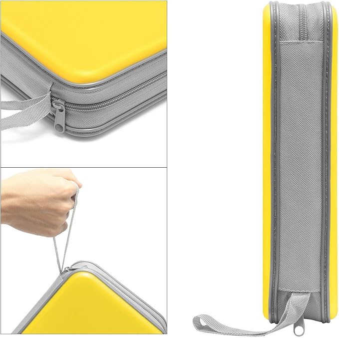 Siveit CD Case, DVD Case Holder 96 Capacity Hard Plastic CD DVD Disc Cases Storage Binder Wallet for Car Home Office Travel (Yellow)