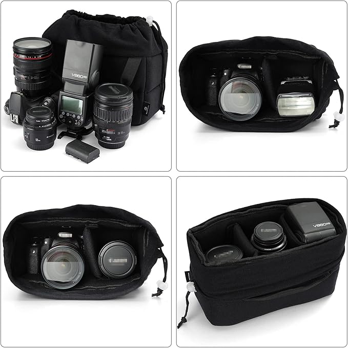 Koolertron Shockproof Camera Photo Bag for SLR TLR Camera Insert Partition Padded Case,Can be Put Directly Into the SLR Camera Bag With Freely Adjustable Compartment