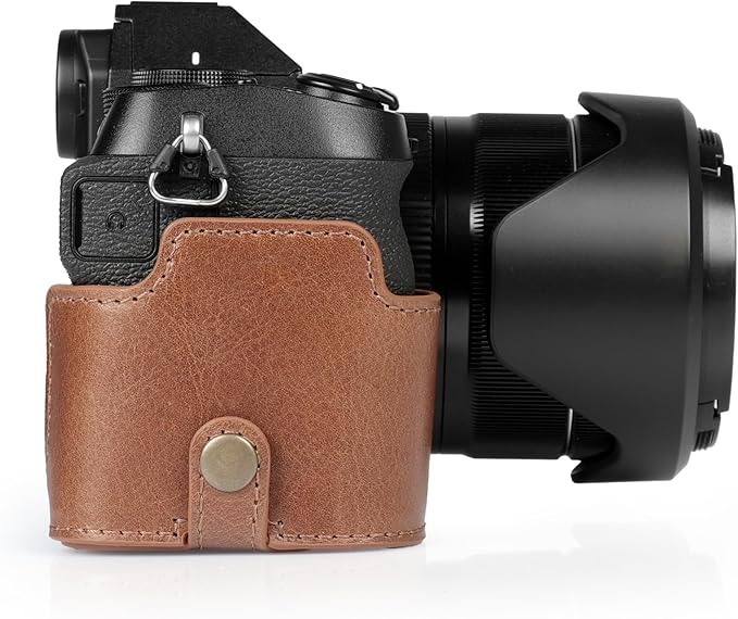 MegaGear Genuine Leather Camera Case for Fujifilm X-S20 (18-55mm) - Stylish and Protective Digital Photography Bag - Brown
