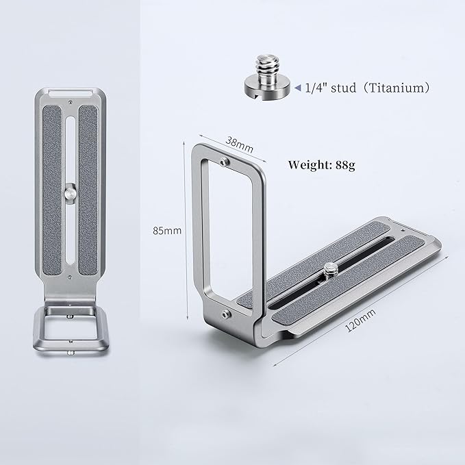 Leofoto Titanium Camera L Plate, Vertical Horizontal Switching Tripod Quick Release Plate Arca Swiss Standard Dovetail Compatible with Canon Nikon Sony Tripod Monopod (UL-01T)