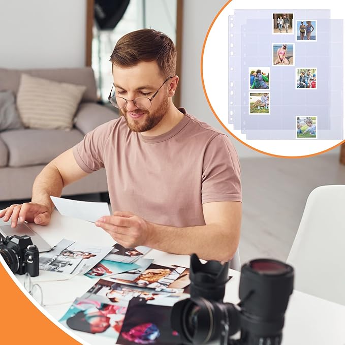 50 Pack Protective Photo Slide Pages Holds 20 Slides Top Loading Photo Page Sleeves for 3 Ring Binder Holds 1000 2 x 2 Inch Photos Clear Archival Slide Storage Album Refill Preservers
