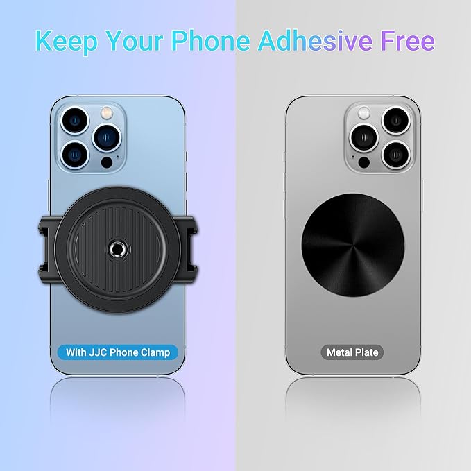 JJC Phone Clamp Holder for Magnetic Car Mount Tripod Stand with MagSafe Function, Gym Magnetic Phone Clip for Metal Surface with 2 Cold Shoes & 1/4" Screw for iPhone Samsung Galaxy Google Pixel-Black