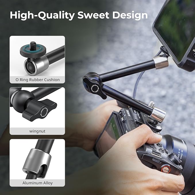 SmallRig 9.8-inch Magic Arm 2-Pack, Adjustable Articulating Friction Arm Mount with 1/4"-20 Thread Screw, for Camera Monitor/LED Light Setup, 5317