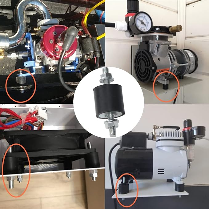 8pcs 25 x 25mm Rubber Mounts Rubber Vibration Isolator Mounts Shock Absorber with M6 x 19mm Studs Vibration Isolators