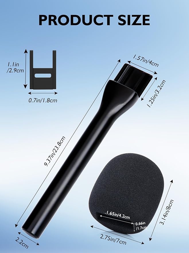 Handheld Mic Stand with Pop Filter for DJI Mic - Interview Grip & Mount Adapter Compatible with DJI Mic Mini/2 & Rode Wireless GO/II, Includes 1/4" Thread (1 Foam Cover)