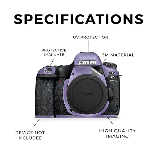 Glossy Glitter Camera Skin Compatible with Canon EOS 6D Mark II Camera (2017) - Purple Airbrush - Premium 3M Vinyl Protective Wrap Decal Cover - Easy to Apply | Crafted in The USA by MightySkins