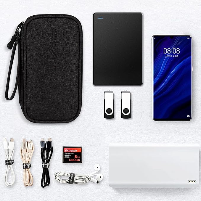 Skycase Electronic Organizer Travel Case - Waterproof Travel Cord Pouches for Organization, Cable Organizer, All-in-One Double Layers Storage Bag for Accessories, Charger, Cable, Black-1
