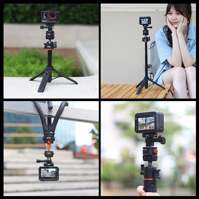 VRIG Tripod Mount Accessories for Gopro Hero -Claw mini Basic Set Magnetic Quick Release Adapter for Tripod with Gopro 10 9 8 7 6 5 insta360