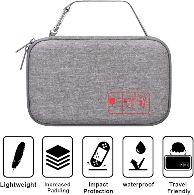 Canboc Hard Travel Electronic Organizer Case for MacBook Power Adapter Charger, Cable, Mouse Power Bank, Apple Pencil, USB Flash Disk, SD Card, Small Portable Accessories Bag, Grey