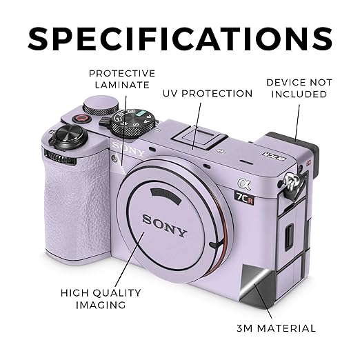 Camera Skin Compatible with Sony Alpha 7CR Camera (2023) - Solid Lilac - Premium 3M Vinyl Protective Wrap Decal Cover - Easy to Apply | Crafted in The USA by MightySkins