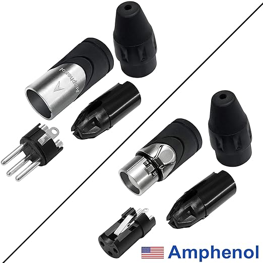 4 Units - 6 Foot - WBC-PRO-Quad Ultra-Silent Ultra-Flexible Balanced Star-Quad Cable with Amphenol Male & Female XLR Plugs & Black Tweed Jacket