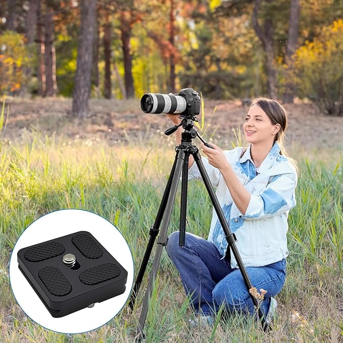 PU-40 40mm Universal Quick Release Plate with 1/4" Screw, Arca-Swiss Compatible Slide-in QR Plate for DSLR Camera, Mini Tripod & Ball Head