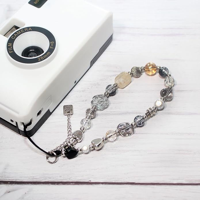 Beaded Camera Wrist Strap, Cute Phone Charms Strap, Pearl Bracelet Wrist Strap, Phone Keychain Decoration for Wallet