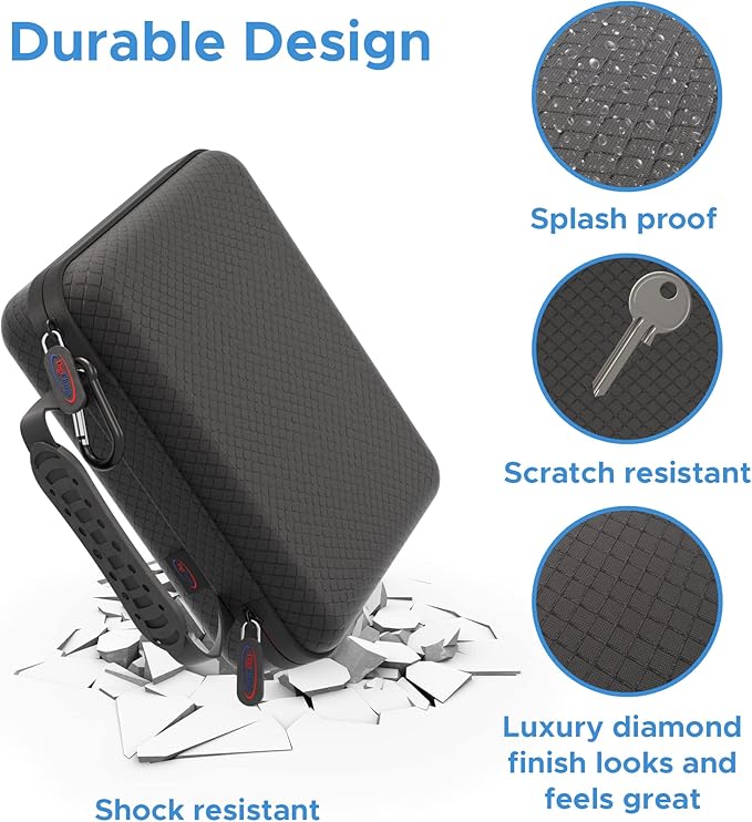 DigiCharge Action Camera Carrying Case – Fits GoPro Lit Hero 13, 12, Max 2, DJI Osmo Action 5/4 & More – EVA Hard Shell Travel Bag with Mesh Pocket, Foam Cut-Outs & Work Mat – 7×6×2.5 Inches