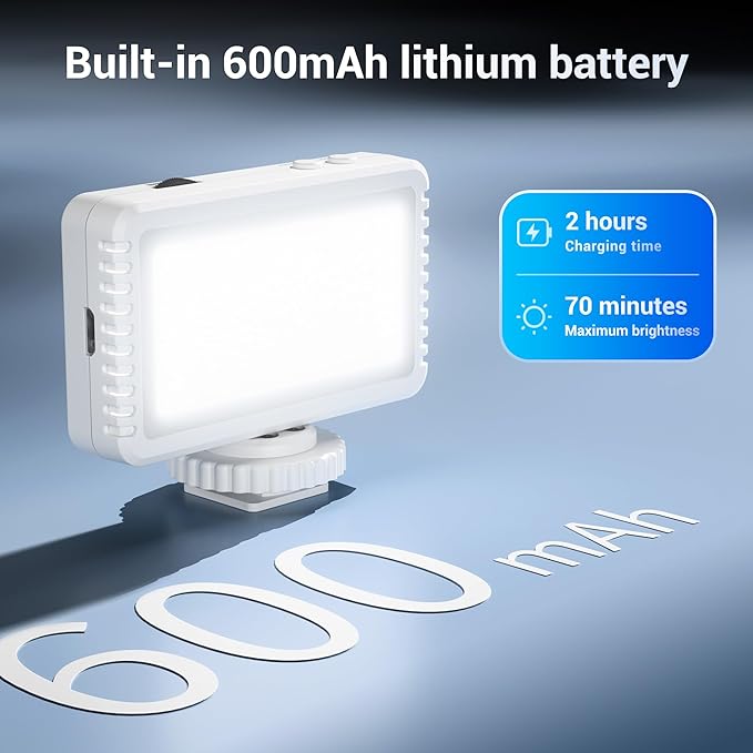 Kiwifotos Mini LED Video Light for Sony ZV-E10 II ZVE10 ZV-1F ZV1F ZV-1 II ZV1 Canon PowerShot V1 EOS R50 V & More Cameras, Flash Attachment Accessories for Vlog Shooting Record, Portable Rechargeable