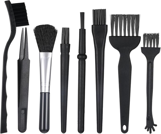 8 PCS Computer Cleaning Kit Keyboard Brush Anti Static Brush Anti Static Electronic Dust Clean Brushes for Laptop Keyboard Camera Computer (Black)