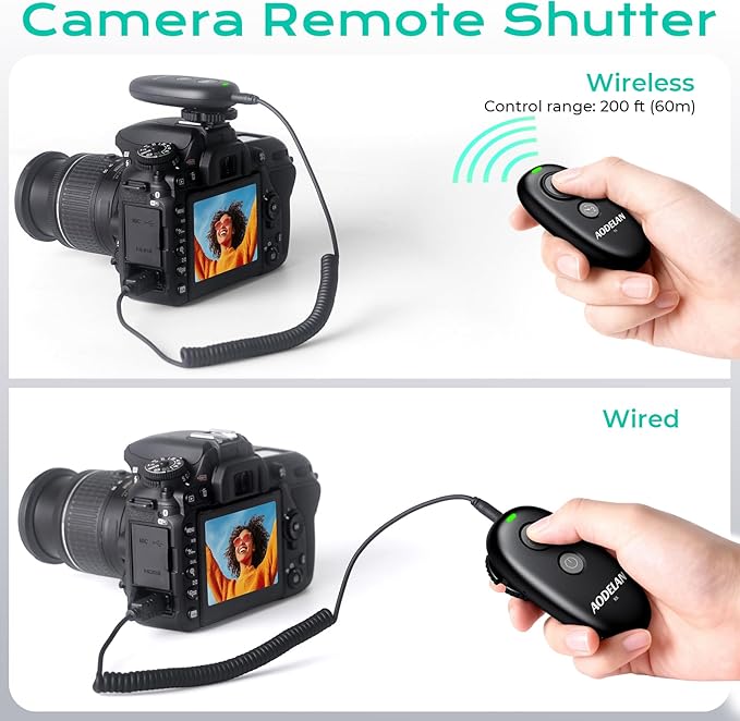 AODELAN USB-C Rechargeable Wireless Camera Remote Shutter Release for Nikon D200, D300, D750, D5000, D5100, D5200, D5600, D7200, D7500, Z6, Z7, D800, D850, Coolpix P1000