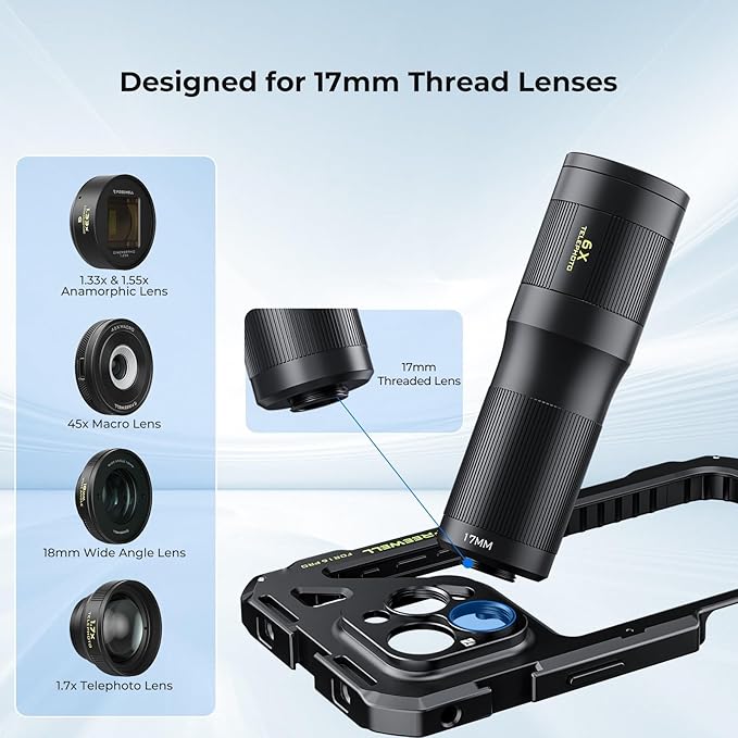 Freewell Genius Rig Cage for iPhone 16 Pro - Tool-Free Setup, Multifunctional Tripod and Monopod Handles, Bluetooth Remote