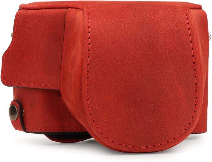 MegaGear MG1699 Ever Ready Genuine Leather Camera Case Compatible with Leica D-Lux 7 - Red