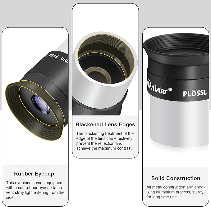 Alstar 1.25 Inch Plossl Telescope Eyepiece - 12.5mm Fully Multicoated Optical Lens for 1.25inch Astronomic Telescope and Astronomy Filters - 4 Element Plossl Design