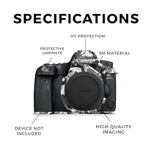 Glossy Glitter Camera Skin Compatible with Canon EOS 6D Mark II Camera (2017) - Black Modern Camo - Premium 3M Vinyl Protective Wrap Decal Cover - Easy to Apply | Crafted in The USA by MightySkins