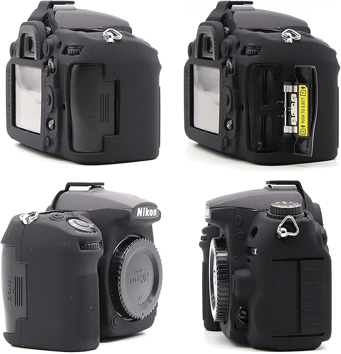 Professional Secure Silicone Camera Cases Bag Housing Rubber Body Skin for Nikon D7000 Digital SLR Camera Protective Case (Black)