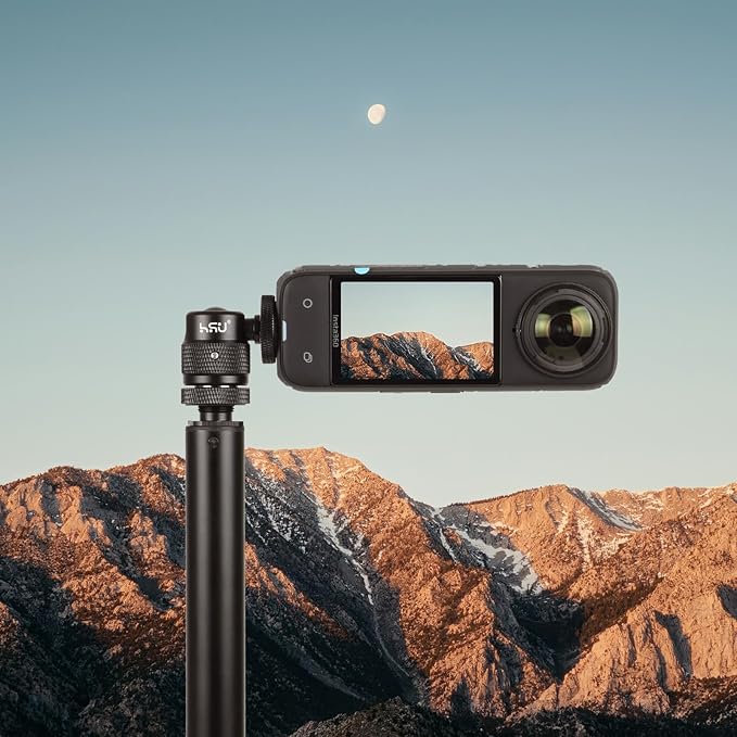 HSU Cold Shoe Mount Adapter, Aluminum 1/4”-20 Screw Hole 360° Rotation Camera Tripod Mount for Insta360 X4/X3/X2/X/RS/R/GoPro/Sony/DSLR Camera Flash and Other Cameras, Black