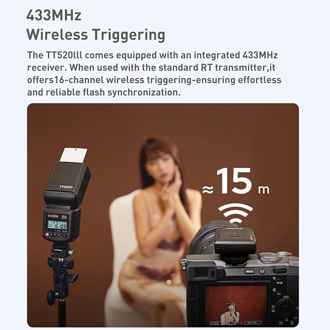 Godox TT520III Universal Hot Shoe Flash - Manual Flash with RT-16 Wireless Transmitter,Compatible for Canon Nikon Sony Pentax Olympus Fuji Panasonic Camera(GODOX TT520II Upgraded Version)