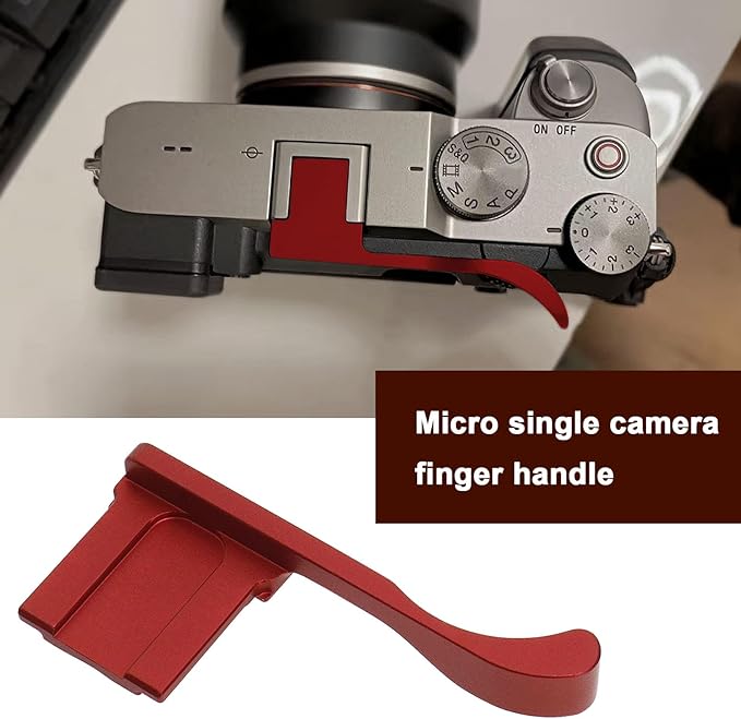 Metal Hot Shoe Thumb Up Rest Hand Grip Compatible with Fujifilm FinePix X-E4 X100F X100V XPro2 XPro3 DSLR Camera Hand Grip Aluminum Alloy Red