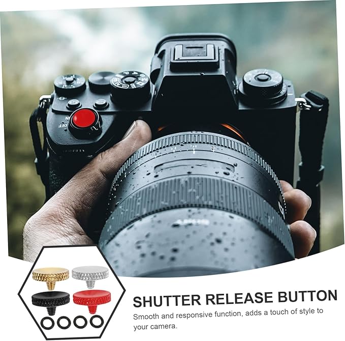 TEHAUX 4pcs DSLR Camera Accessory Shutter Release Button Flat Concave Easy to Press Aluminum Alloy for Handheld Use