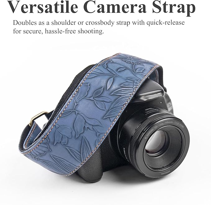 QIELIZI Lifestyle Camera Strap,Vintage Adjustable Vintage Neck & Shoulder Strap for All DSLR Cameras