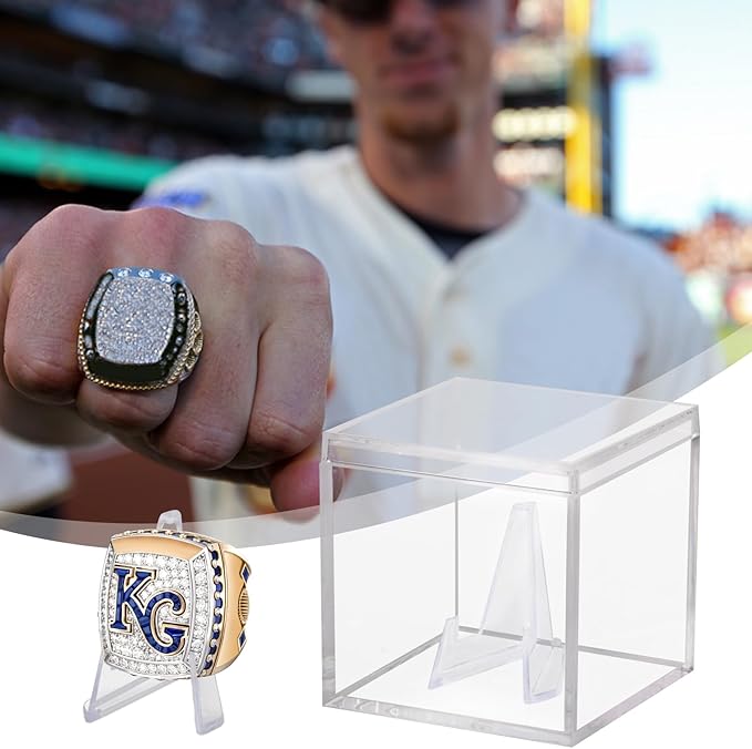 Championship Ring Display Case Clear Acrylic Ring Case Display Box for Sports Baseball Basketball Softball Football Single Ring Holder Coin Stand, 2.16 Inch