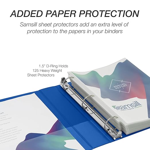 Samsill Durable 1.5 Inch Binder, Made in USA, D Ring Binder, FSC 100% Recycled Chipboard, Blueberry
