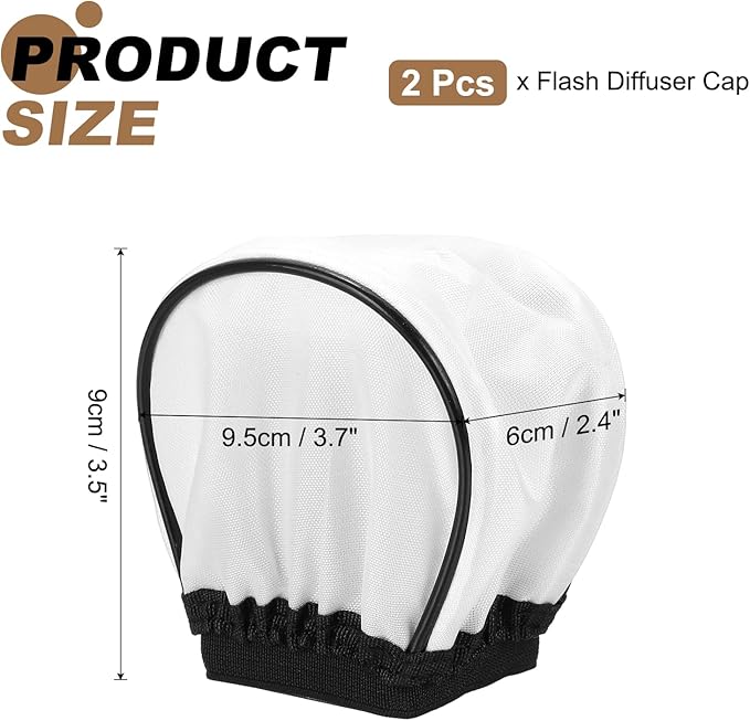PATIKIL 3.5" x 3.7" Soft Mini Flash Diffuser Cap, 2 Pack Universal Elastic Flash Diffuser Cover for DSLR Camera Flashlight, White