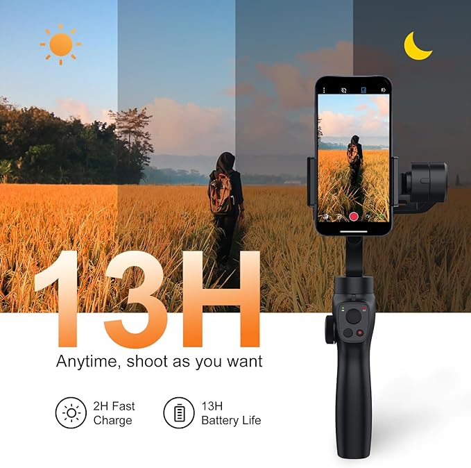 FUNSNAP Gimbal Stabilizer for iPhone, Phone Gimbal w/Focus Wheel Face Tracking for 16 15 Pro Max Android 3-Axis Phone Stabilizer for Video Recording Vlog