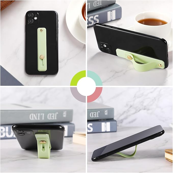 Weewooday 12 Pcs Phone Grip Strap Telescopic Finger Strap Bracket Portable Phone Finger Kickstand Handle Grip Holder(Morandi Colors)
