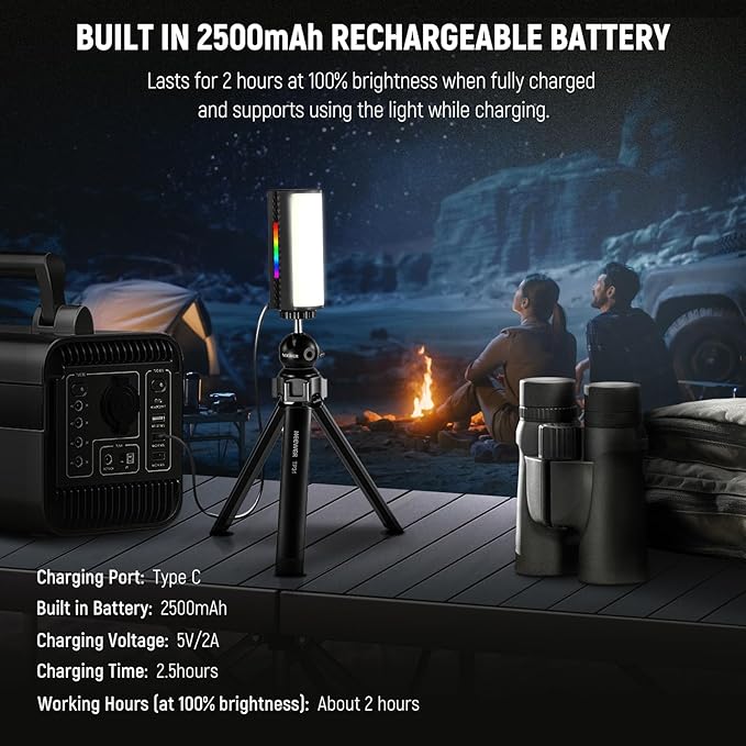 NEEWER Magnetic Handheld Light Wand with APP Control, 360° Full RGB Mini LED Video Light Stick with 2500mAh Battery, 2500K~8500K Dimmable CRI 97 with 17 Light Scenes for Photography Vlog TikTok, TL97C