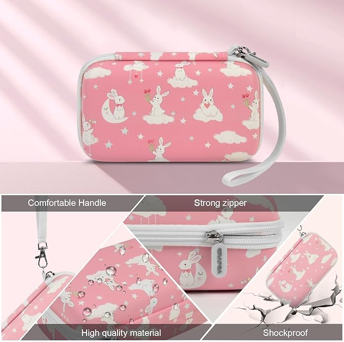 Case Compatible with ESOXOFFORE for Dylanto for Anchioo for WEEFUN for GKTZ for Amzelas for Mafiti Instant Print Camera for Kids, Film Camera Storage Holder Organizer Bag (Box Only)- Pink Rabbit