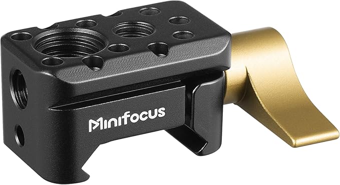 MINIFOCUS NATO Clamp, NATO Rail Lock Clamps Quick Release with 1/4" 3/8" ARRI Thread, Standard NATO Clamp for Camera Cage Friction Arm Ballhead Cold Shoe Monitor Mount