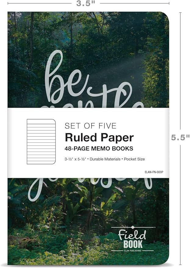 Elan Publishing Company Field Notebook/Pocket Journal - 3.5"x5.5" - Photo Inspiration Covers - Lined Memo Book - Pack of 5