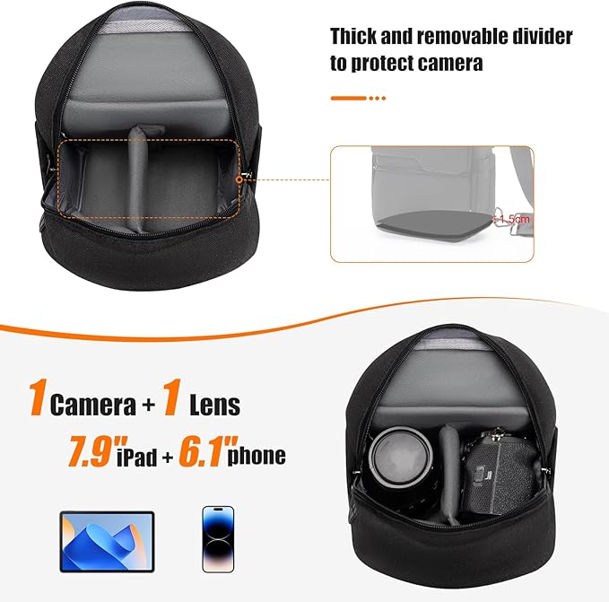 Cwatcun Camera Sling Bag Compact Small Camera Case, Waterproof Canvas Crossbody Camera Bag with Rain Cover, Travel Photography Bag for Canon, Nikon, Sony, Fuji DSLR/SLR/Mirrorless Cameras, Lens