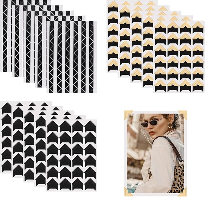 LOGJAM 810 Pcs Photo Corner Stickers, Self Adhesive Picture Corners for DIY Scrapbook Album Journal Memory Books 20 Sheets