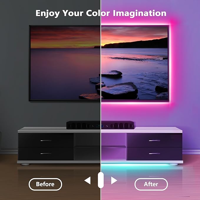 Led Lights for Bedroom 132FT(2 Rolls of 65.6ft) Music Sync Color Changing RGB Led Strip Lights with 60 Keys Remote and App Control, Led Lights for Room Kitchen Party Decor,Home Decor