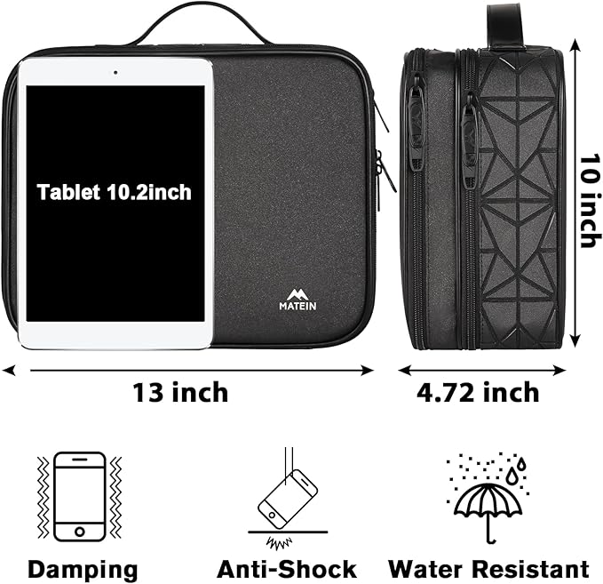 MATEIN Cord Organizer Case with Adjustable Divider, DJ Cable File Bag for DJ Gear, Sound Instrument and Music Equipment Accessories, Shockproof Portable Double Layer Cord Bags, Black