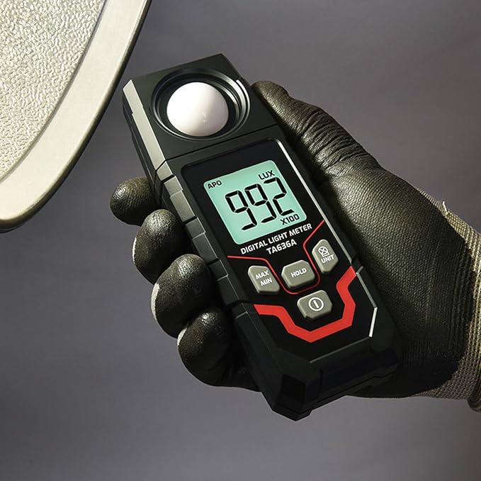 TA636A Digital Illuminance Meter Handheld Probe Luxmeter Lighting Intensity Brightness Light Tester 200000LX 20000FC 50 Sets 1‑60s Recording