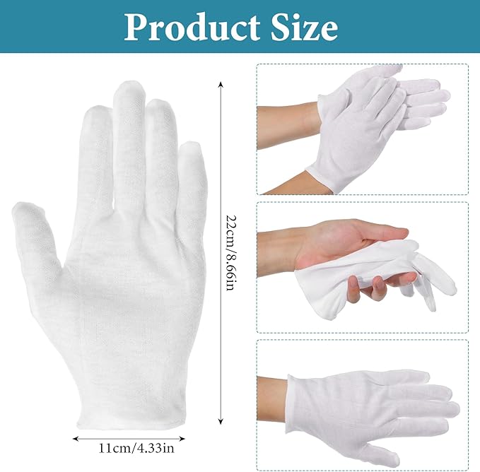 120 Pcs Cotton Blend Gloves, Moisturizing Gloves, Inspection Gloves, Art Handling Gloves, Uniform Gloves for Men and Women (White)