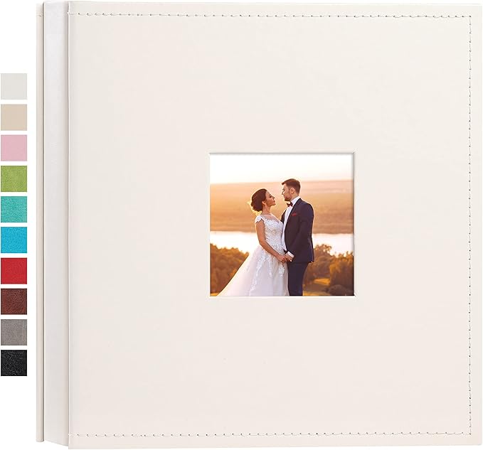potricher Small Photo Album 4x6 200 Photos Leather Cover Picture Book with 200 Horizontal Pockets for Family Wedding Anniversary and Baby (White)