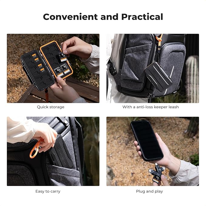 K&F CONCEPT 36 Slots Memory Card Case with 4-in-1 Card Reader, Anti-Shock Card Carrying Storage Case for 24 Micro SD/TF/, 12 SD/SDXC/SDHC Cards