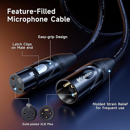 Cable Matters 2-Pack Premium Long XLR to XLR Cables - 35ft, Male to Female Microphone Cable, Oxygen-Free Copper (OFC) Mic Cord, Black