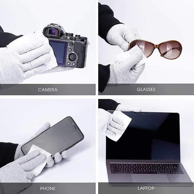 VSGO 20pcs Microfiber Camera Cleaning Cloths, Durable Double-Sided Lens Cloths, Vacuum Packed, Compatible with Camera Lenses, Glasses, Phones, iPads & LCD Screens